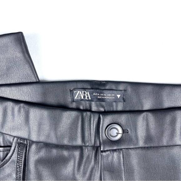 Zara Faux Leather High Rise Straight Leg Pants - Picture 5 of 6